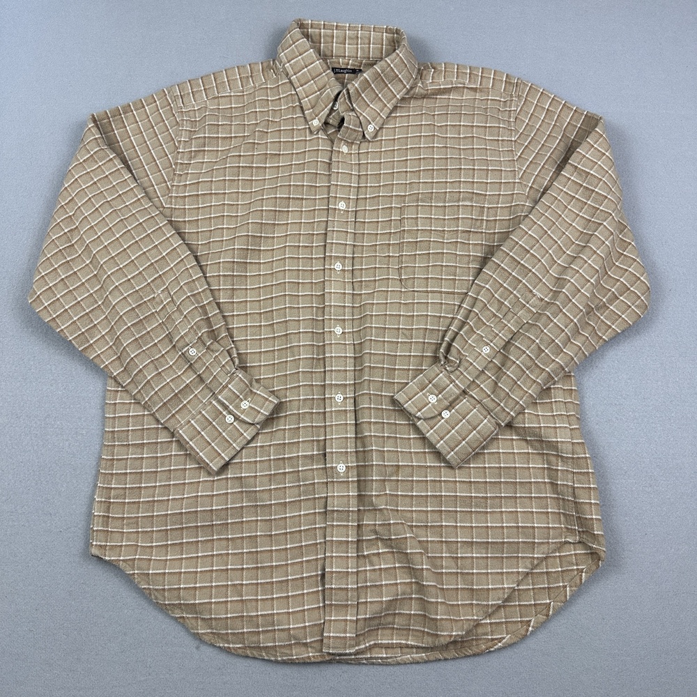 F.mclaughlin Shirt Men XL Beige Check Flannel Long Sleeve Button Up Cotton